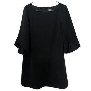 Vince Camuto Black ruffled sleeve lined zippered dress